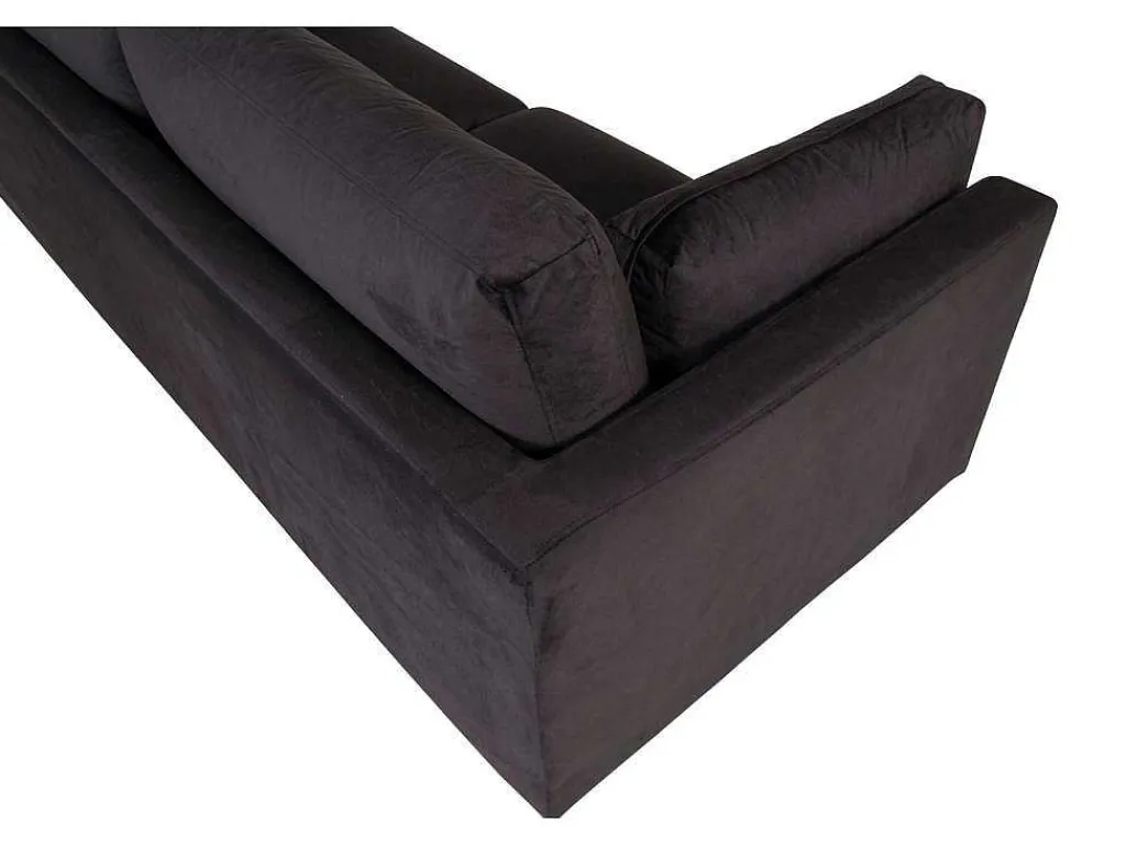 Boom Bank 3 Persoons Velours Zwart.-Vente-unique Outlet