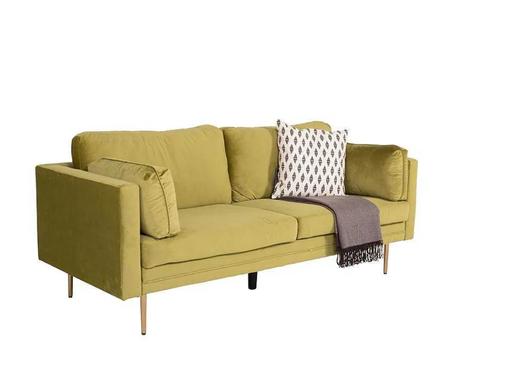 Boom Bank 3 Persoons Velours Groen.-Vente-unique Online