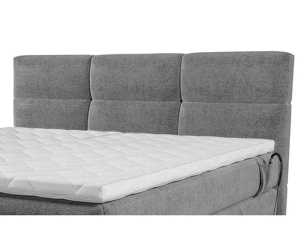 Boxspring-Hoofdbord + Elektrische Lattenbodem + Matras + Opleg - 2 X 90 X 200 Cm - Lichtgrijs - Lodi Van-Palacio Sale