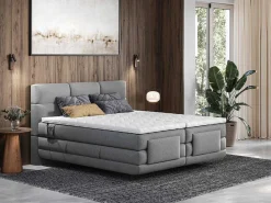 Boxspring-Hoofdbordset + Elektrische Relax-Lattenbodem + Matras + Opleg 2 X 80 X 200 Cm Lichtgrijs - Lodi Van-Palacio Sale