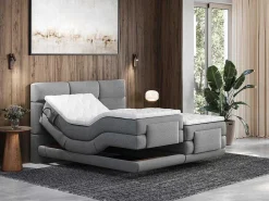Boxspring-Hoofdbordset + Elektrische Relax-Lattenbodem + Matras + Opleg 2 X 80 X 200 Cm Lichtgrijs - Lodi Van-Palacio Sale