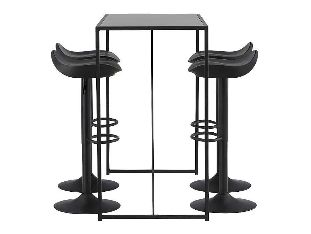 Brea Barmeubelset Bartafel Zwart En 4 Adesto Barstoelen Zwart.-Vente-unique Outlet