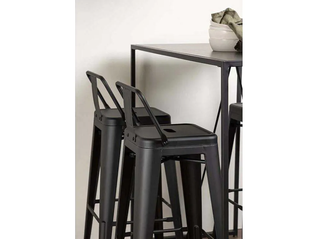 Brea Barmeubelset Bartafel Zwart En 4 Tempe Barstoelen Zwart.-Vente-unique Discount