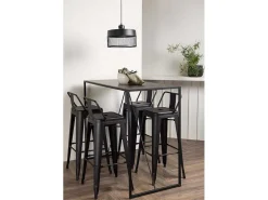 Brea Barmeubelset Bartafel Zwart En 4 Tempe Barstoelen Zwart.-Vente-unique Discount