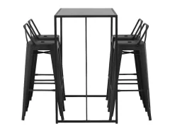 Brea Barmeubelset Bartafel Zwart En 4 Tempe Barstoelen Zwart.-Vente-unique Discount