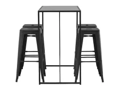 Brea Barmeubelset Bartafel Zwart En 4 Tempe Barstoelen Zwart.-Vente-unique New