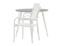 Break Tuinmeubelset Tafel O90Cm Grijs, 2 Stoelen Santorini Wit.-Vente-unique Outlet