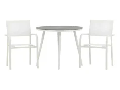 Break Tuinmeubelset Tafel O90Cm Grijs, 2 Stoelen Santorini Wit.-Vente-unique Outlet