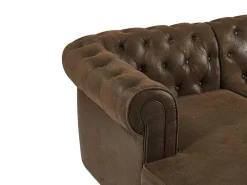 Brede Hoekbank Van Microvezel Met Verouderd Leereffect Chesterfield-Vente-unique Best