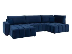 Brede Hoekslaapbank Met Hoek Links Van Nachtblauw Velours Esilia Ii-Vente-unique Clearance