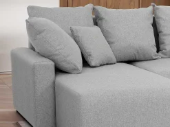 Brede Hoekslaapbank Met Lichtgrijze Stoffen Bekleding Ladazia-Vente-unique Hot