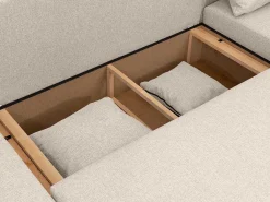 Brede Hoekslaapbank Van Beige Stof Ladazia-Vente-unique Outlet