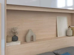 Brugkast Met Opbergruimte - Met Ledverlichting - L265 Cm - Kleuren: Glanzend Wit En Houtlook - Velona-Vente-unique Sale