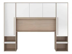 Brugkast Met Opbergruimte - Met Ledverlichting - L265 Cm - Kleuren: Glanzend Wit En Houtlook - Velona-Vente-unique Sale