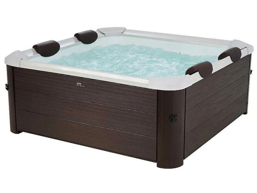 Bruine Halfharde Spa Met 6 Plaatsen Met Accessoires - 120 Stralen - L160 X B160 X H65 Cm - Makemo Van-Mspa Best