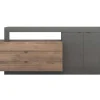 Buffet Met 2 Deuren, 3 Laden En 1 Niche - Donker Natuurlijk En Antraciet - Ruselo-Vente-unique Outlet