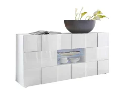 Buffetkast Calisto - Met Led-Verlichting - Twee Poorten En Twee Lades - Wit Gelakt-Vente-unique Sale