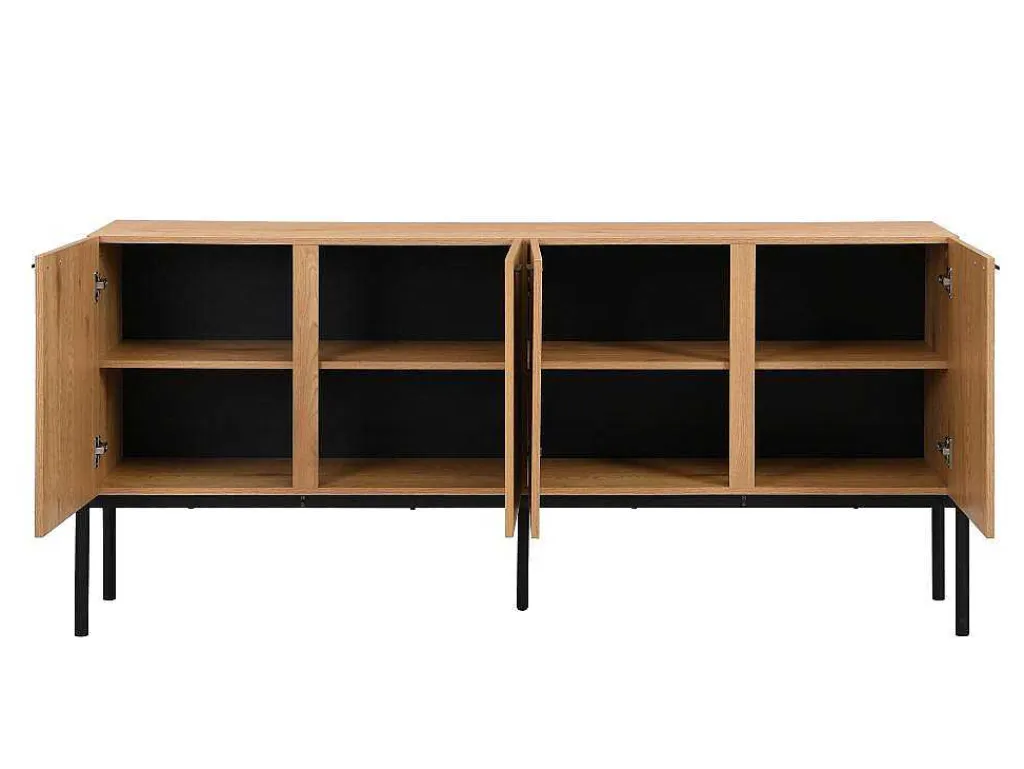 Buffetkast Met 4 Deuren - Licht Naturel En Zwart - Memphis Ii-Vente-unique Outlet