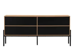 Buffetkast Met 4 Deuren - Licht Naturel En Zwart - Memphis Ii-Vente-unique Outlet