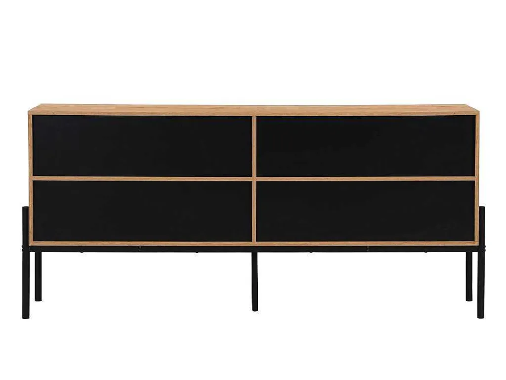 Buffetkast Met 4 Deuren - Licht Naturel En Zwart - Memphis Ii-Vente-unique Outlet