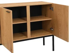 Buffetkast Met 4 Deuren - Licht Naturel En Zwart - Memphis Ii-Vente-unique Outlet