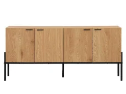 Buffetkast Met 4 Deuren - Licht Naturel En Zwart - Memphis Ii-Vente-unique Outlet