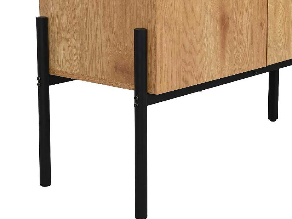 Buffetkast Met 4 Deuren - Licht Naturel En Zwart - Memphis Ii-Vente-unique Outlet