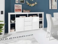 Buffetkast Met 2 Deuren En 3 Laden - Wit Gelakt - Balka-Vente-unique New