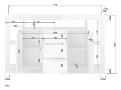 Buffetkast Met 2 Deuren En 3 Laden - Wit Gelakt - Balka-Vente-unique New