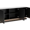 Buffetkast Met 3 Deuren En Ledverlichting Van Mdf - Zwart Met Wit Marmereffect - Devika Van-PASCAL MORABITO Sale