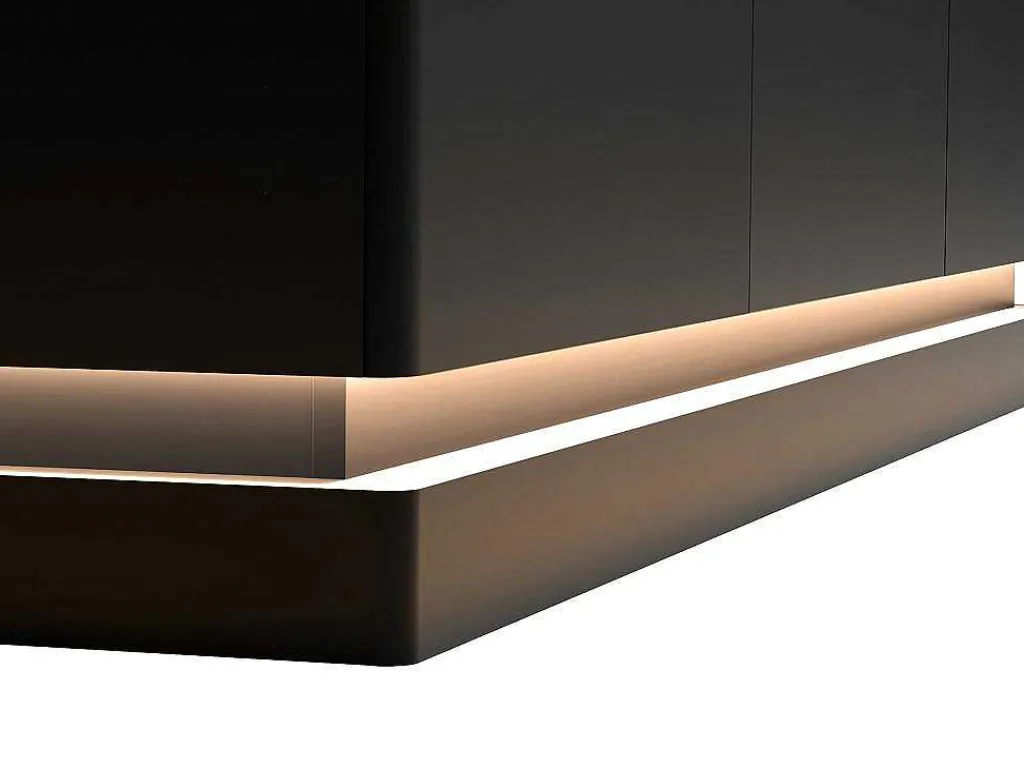Buffetkast Met 3 Deuren En Ledverlichting Van Mdf - Zwart Met Wit Marmereffect - Devika Van-PASCAL MORABITO Sale