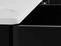 Buffetkast Met 3 Deuren En Ledverlichting Van Mdf - Zwart Met Wit Marmereffect - Devika Van-PASCAL MORABITO Sale