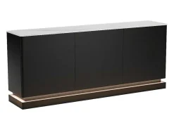 Buffetkast Met 3 Deuren En Ledverlichting Van Mdf - Zwart Met Wit Marmereffect - Devika Van-PASCAL MORABITO Sale