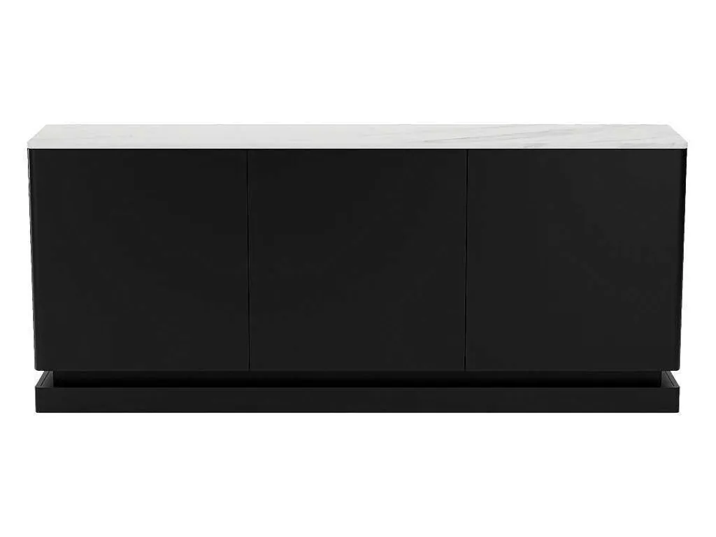 Buffetkast Met 3 Deuren En Ledverlichting Van Mdf - Zwart Met Wit Marmereffect - Devika Van-PASCAL MORABITO Sale