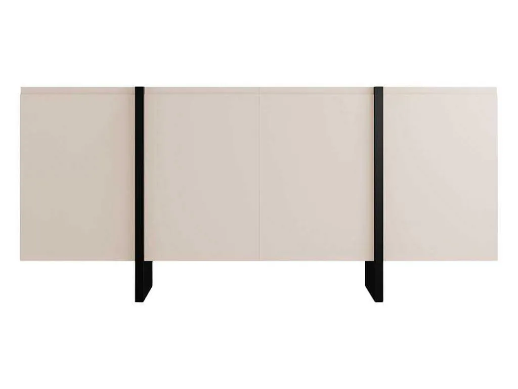 Buffetkast Met 4 Deuren Van Mdf - Beige En Zwart - Luvonia-Vente-unique Discount