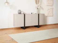 Buffetkast Met 4 Deuren Van Mdf - Beige En Zwart - Luvonia-Vente-unique Discount