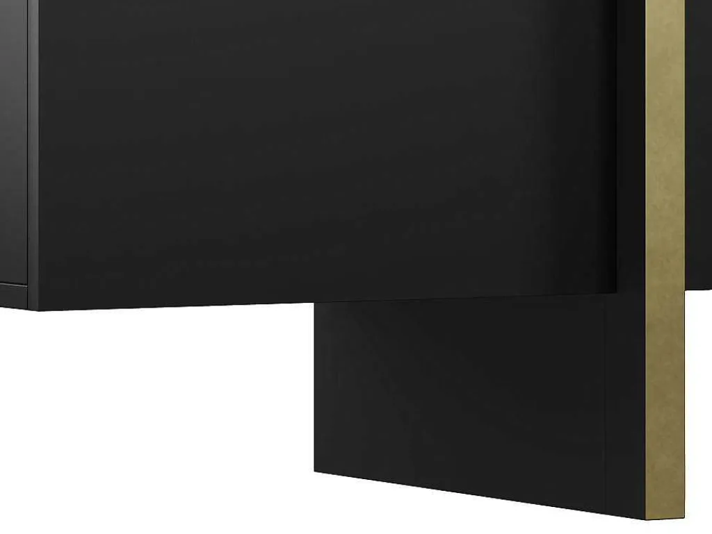 Buffetkast Met 4 Deuren Van Mdf - Zwart En Goudkleurig - Luvonia-Vente-unique Discount