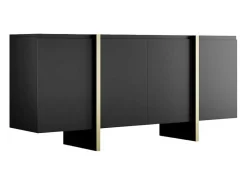 Buffetkast Met 4 Deuren Van Mdf - Zwart En Goudkleurig - Luvonia-Vente-unique Discount