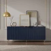 Buffetkast Met 4 Deurtjes Van Mdf En Staal - Blauw En Goudkleurig - Yesinia-Vente-unique Sale