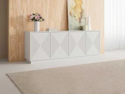 Buffetkast Met 4 Deurtjes Van Mdf - Wit - Mezulia-Vente-unique