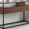 Buffetkast Met 2 Lades Van Mdf, Gehard Glas En Metaal - Donker Naturel - Camata-Vente-unique Best