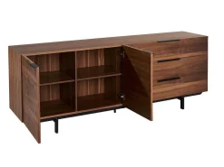 Buffetkast Tayron - 2 Deuren En 3 Laden - Mdf En Metalen Poten - Kleur: Walnoot-Vente-unique Hot