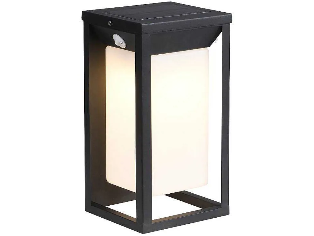 Buitenwandlamp Op Zonne-Energie Met Led - L. 15 X H. 30 Cm - Metaal - Zwart - Fozzano-SOLARGEO Outlet