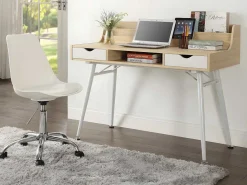 Bureau Larcos Met Opbergruimte - Eik & Wit-Vente-unique New