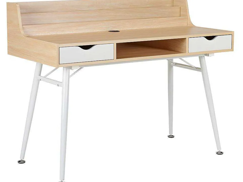 Bureau Larcos Met Opbergruimte - Eik & Wit-Vente-unique New