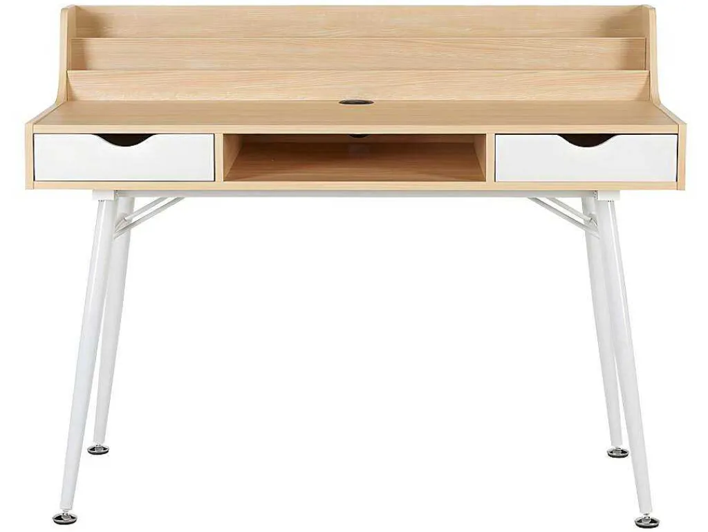 Bureau Larcos Met Opbergruimte - Eik & Wit-Vente-unique New