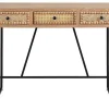 Bureau Met 3 Lades - Mdf En Metaal - Kleuren: Naturel En Zwart - Akivi-Vente-unique Discount