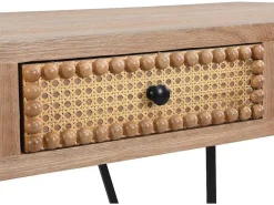 Bureau Met 3 Lades - Mdf En Metaal - Kleuren: Naturel En Zwart - Akivi-Vente-unique Discount