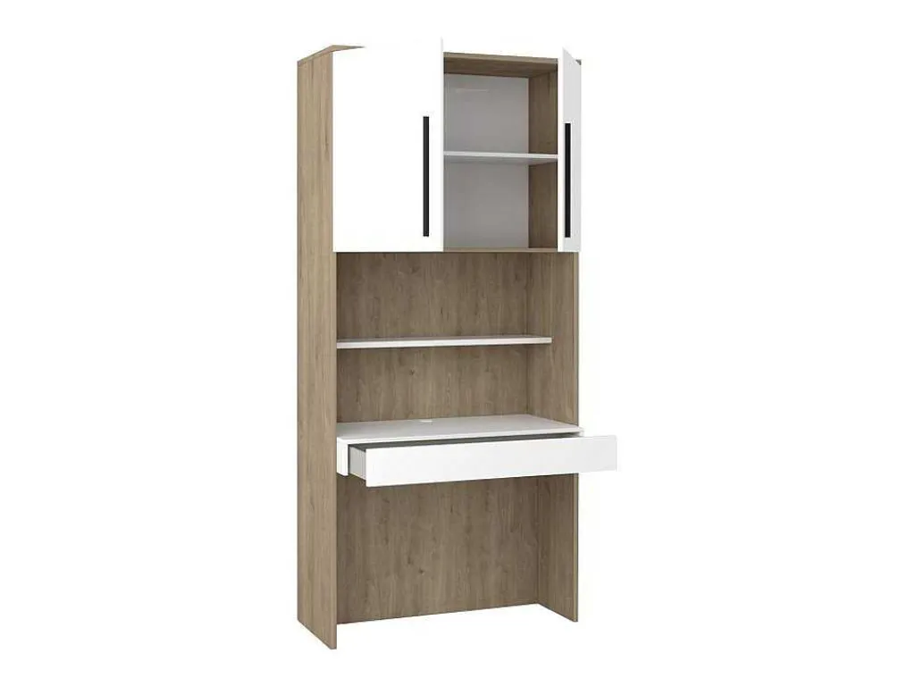 Bureau Met Opbergruimte - Kleur: Natuurlijk En Wit - Najeli-Vente-unique Outlet