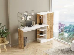 Bureau Met Opbergruimtes - Naturel En Wit - Milaria-Vente-unique Best